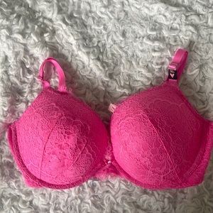 Pink lace bra